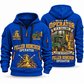 John Deere 643L-II Feller Buncher Operator quarter zip hoodie in Blue, front and back views, sample YOUR NAME and SINCE 2000 artwork