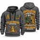 John Deere 643L-II Feller Buncher Operator quarter zip hoodie in Gray, front and back views, sample YOUR NAME and SINCE 2000 artwork