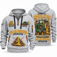 John Deere 643L-II Feller Buncher Operator quarter zip hoodie in Light Grey, front and back views, sample YOUR NAME and SINCE 2000 artwork