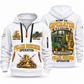 John Deere 643L-II Feller Buncher Operator quarter zip hoodie in White, front and back views, sample YOUR NAME and SINCE 2000 artwork
