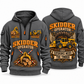 Tigercat 620H Skidder Operator quarter zip hoodie in Gray, front and back views, sample YOUR NAME and SINCE 2000 artwork