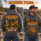 Tigercat 620H Skidder Operator quarter zip hoodie in Gray, adult lifestyle portrait showing front and back artwork