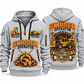Tigercat 620H Skidder Operator quarter zip hoodie in Light Grey, front and back views, sample YOUR NAME and SINCE 2000 artwork