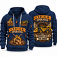 Tigercat 620H Skidder Operator quarter zip hoodie in Navy, front and back views, sample YOUR NAME and SINCE 2000 artwork