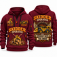 Tigercat 620H Skidder Operator quarter zip hoodie in Wine Red, front and back views, sample YOUR NAME and SINCE 2000 artwork