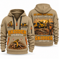 Tigercat 635H Skidder Operator quarter zip hoodie in Khaki, front and back views, sample YOUR NAME and SINCE 2000 artwork