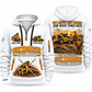 Tigercat 635H Skidder Operator quarter zip hoodie in White, front and back views, sample YOUR NAME and SINCE 2000 artwork
