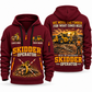 Tigercat 635H Skidder Operator quarter zip hoodie in Wine Red, front and back views, sample YOUR NAME and SINCE 2000 artwork