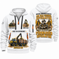 Ponsse Buffalo 8W Forwarder Operator quarter zip hoodie in White, front and back views, sample YOUR NAME and SINCE 2000 artwork