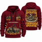 Ponsse Buffalo 8W Forwarder Operator quarter zip hoodie in Wine Red, front and back views, sample YOUR NAME and SINCE 2000 artwork