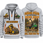 John Deere 1910G Forwarder Operator quarter zip hoodie in Light Grey, front and back views, sample YOUR NAME and SINCE 2000 artwork
