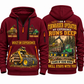 John Deere 1910G Forwarder Operator quarter zip hoodie in Wine Red, front and back views, sample YOUR NAME and SINCE 2000 artwork
