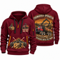 Komatsu 875 8WD Forwarder Operator quarter zip hoodie in Wine Red, front and back views, sample YOUR NAME and SINCE 2000 artwork