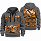 Tigercat 234C Log Loader Operator quarter zip hoodie in Gray, front and back views, sample YOUR NAME and SINCE 2000 artwork