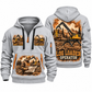 Tigercat 234C Log Loader Operator quarter zip hoodie in Light Grey, front and back views, sample YOUR NAME and SINCE 2000 artwork