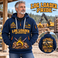 Tigercat T250E Log Loader Operator quarter zip hoodie in Navy, adult lifestyle portrait showing front and back artwork