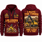 Tigercat T250E Log Loader Operator quarter zip hoodie in Wine Red, front and back views, sample YOUR NAME and SINCE 2000 artwork