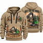 John Deere 2656G Log Loader Operator quarter zip hoodie in Khaki, front and back views, sample YOUR NAME and SINCE 2000 artwork