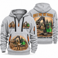 John Deere 2656G Log Loader Operator quarter zip hoodie in Light Grey, front and back views, sample YOUR NAME and SINCE 2000 artwork