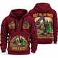 John Deere 2656G Log Loader Operator quarter zip hoodie in Wine Red, front and back views, sample YOUR NAME and SINCE 2000 artwork