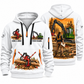 John Deere 2154G with Waratah HTH622B Processor Operator quarter zip hoodie in White, front and back views, sample YOUR NAME and SINCE 2000 artwork