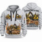Tigercat H250D with 575 Processor Operator quarter zip hoodie in Light Grey, front and back views, sample YOUR NAME and SINCE 2000 artwork
