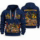 Tigercat H250D with 575 Processor Operator quarter zip hoodie in Navy, front and back views, sample YOUR NAME and SINCE 2000 artwork