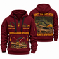 Tigercat S855E Live-Heel Shovel Logger Operator quarter zip hoodie in Wine Red, front and back views, sample YOUR NAME and SINCE 2000 artwork