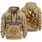 Tigercat LS855E Live-Heel Shovel Logger Operator quarter zip hoodie in Khaki, front and back views, sample YOUR NAME and SINCE 2000 artwork