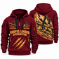 Tigercat LS855E Live-Heel Shovel Logger Operator quarter zip hoodie in Wine Red, front and back views, sample YOUR NAME and SINCE 2000 artwork