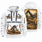 Tigercat 890 Live-Heel Shovel Logger Operator quarter zip hoodie in White, front and back views, sample YOUR NAME and SINCE 2000 artwork