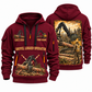 Tigercat 890 Live-Heel Shovel Logger Operator quarter zip hoodie in Wine Red, front and back views, sample YOUR NAME and SINCE 2000 artwork