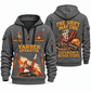 Madill 124 Yarder Operator quarter zip hoodie in Gray, front and back views, sample YOUR NAME and SINCE 2000 artwork