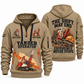 Madill 124 Yarder Operator quarter zip hoodie in Khaki, front and back views, sample YOUR NAME and SINCE 2000 artwork