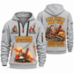 Madill 124 Yarder Operator quarter zip hoodie in Light Grey, front and back views, sample YOUR NAME and SINCE 2000 artwork