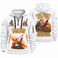 Madill 124 Yarder Operator quarter zip hoodie in White, front and back views, sample YOUR NAME and SINCE 2000 artwork