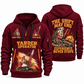 Madill 124 Yarder Operator quarter zip hoodie in Wine Red, front and back views, sample YOUR NAME and SINCE 2000 artwork