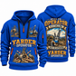 T-MAR Log Champ 550 Yarder Operator quarter zip hoodie in Blue, front and back views, sample YOUR NAME and SINCE 2000 artwork