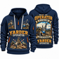 T-MAR Log Champ 550 Yarder Operator quarter zip hoodie in Navy, front and back views, sample YOUR NAME and SINCE 2000 artwork