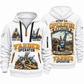 T-MAR Log Champ 550 Yarder Operator quarter zip hoodie in White, front and back views, sample YOUR NAME and SINCE 2000 artwork