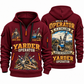 T-MAR Log Champ 550 Yarder Operator quarter zip hoodie in Wine Red, front and back views, sample YOUR NAME and SINCE 2000 artwork