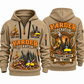 T-MAR Log Champ 650 Yarder Operator quarter zip hoodie in Khaki, front and back views, sample YOUR NAME and SINCE 2000 artwork