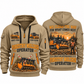 FAE PT300 Forestry Mulcher Operator quarter zip hoodie in Khaki, front and back views, sample YOUR NAME and SINCE 2000 artwork
