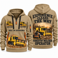 Tigercat 480B Forestry Mulcher Operator quarter zip hoodie in Khaki, front and back views, sample YOUR NAME and SINCE 2000 artwork