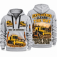 Tigercat 480B Forestry Mulcher Operator quarter zip hoodie in Light Grey, front and back views, sample YOUR NAME and SINCE 2000 artwork