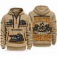 Prinoth Raptor 300 Forestry Mulcher Operator quarter zip hoodie in Khaki, front and back views, sample YOUR NAME and SINCE 2000 artwork