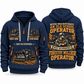 Prinoth Raptor 300 Forestry Mulcher Operator quarter zip hoodie in Navy, front and back views, sample YOUR NAME and SINCE 2000 artwork