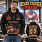 Kalmar DRG450-65S5 Reach Stacker quarter zip hoodie in Black, adult lifestyle portrait showing front and back artwork