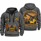 Hyster RS46-33XD/62 Reach Stacker quarter zip hoodie in Gray, front and back views, sample YOUR NAME and SINCE 2000 artwork