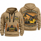 Hyster RS46-33XD/62 Reach Stacker quarter zip hoodie in Khaki, front and back views, sample YOUR NAME and SINCE 2000 artwork
